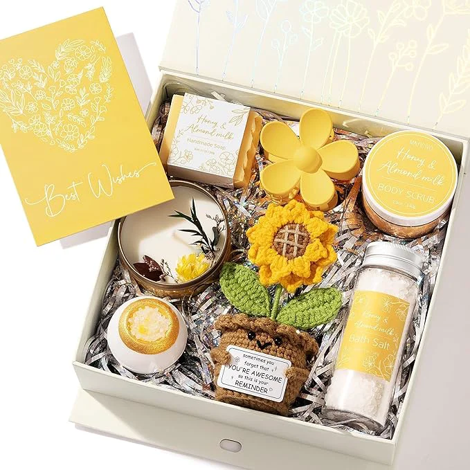 Organic Spa Gifts for Women Bath Gift Set Honey Almond Milk Spa Gift Baskets Home Elegant