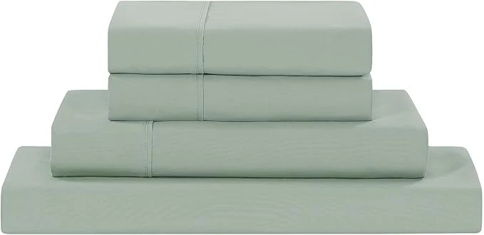 Natural Modern Threads Soft Microfiber Solid Sheets – Luxurious Microfiber Bed Sheets – Includes Flat Sheet Fitted Sheet with Deep Pockets amp Pillowcases Seafoam Queen Selected