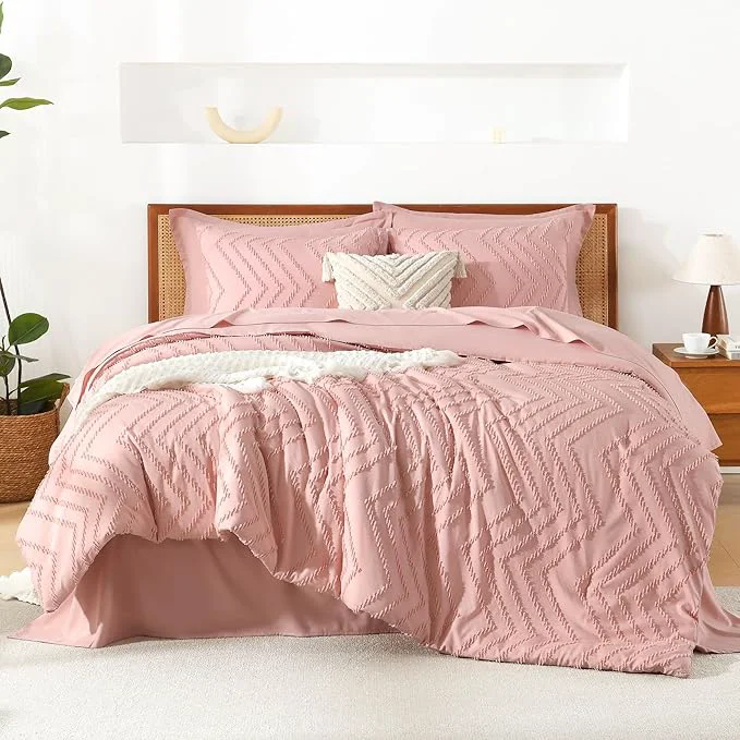 Quality Litanika Blush Pink King Size Comforter Set with Sheets – 7 Pieces Bed in a Bag King Boho Tufted Complete Bedding Sets with Comforter Sheets Pillowcases amp Shams Sophisticated