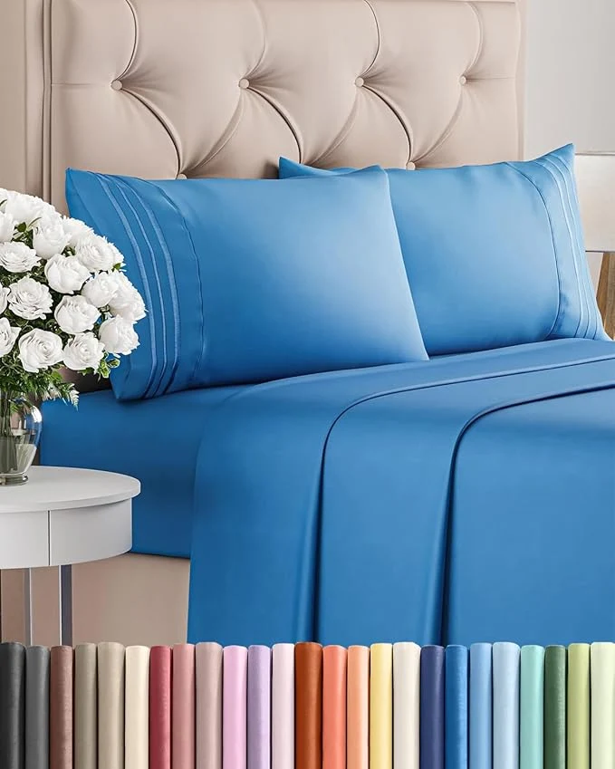 Refined Queen Size 4 Piece Sheet Set – Comfy Breathable amp Cooling Bed Sheets Set – Hotel Luxury Bedding for Women Men Kids Teens Boys amp Girls – Deep Pockets Soft and Wrinkle – Oeko-Tex – Royal Blue Sustainable