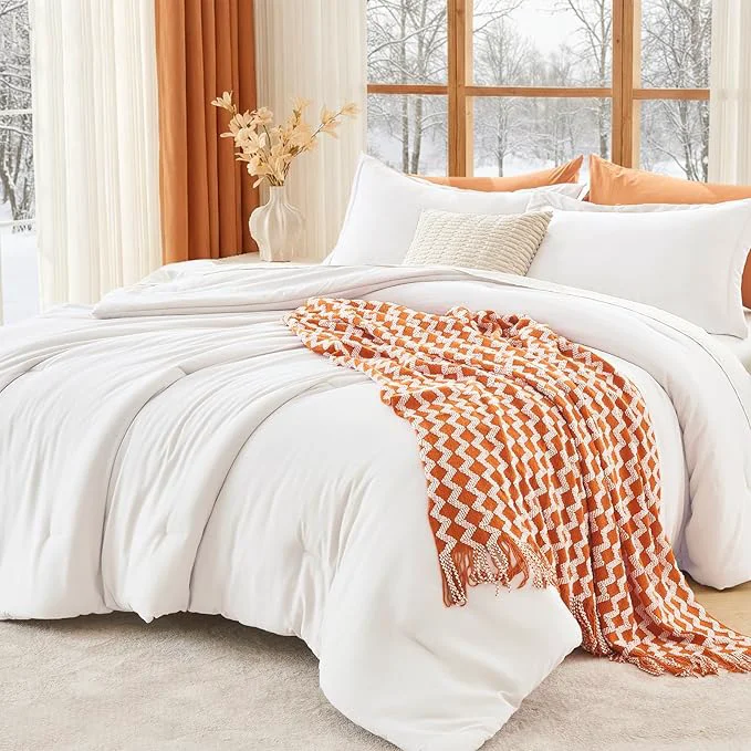 Superior MUXHOMO Full Comforter Sets All Season Ultra Soft Down Bedding – 3 Piece Lightweight Bed Set Includes 1 Comforter 82 quot x86 quot and 2 Pillow Shams 20 quot x26 quot Wihte Powerful