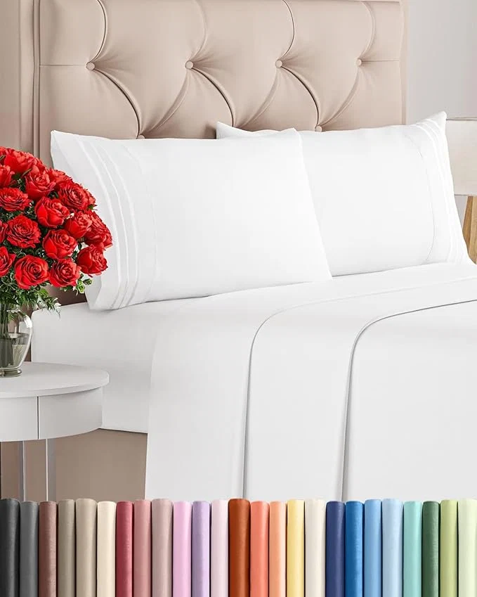Powerful Full Size 4 Piece Sheet Set – Comfy Breathable amp Cooling Bed Sheets Set – Hotel Luxury Bedding for Women Men Kids Teens Boys amp Girls – Deep Pockets Ultra-Soft and Wrinkle – Oeko-Tex – White Official