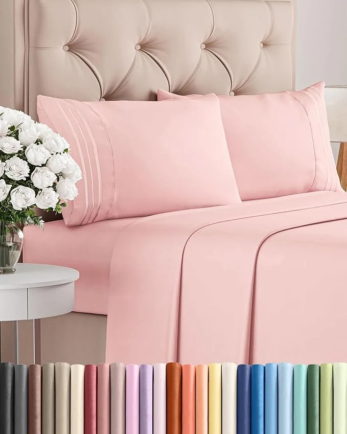 Outstanding King Size 4 Piece Sheet Set – Comfy Breathable amp Cooling Bed Sheets Set – Hotel Luxury Bedding for Women Men Kids Teens Boys amp Girls – Deep Pockets Ultra-Soft Wrinkle – Oeko-Tex – Baby Pink Modern