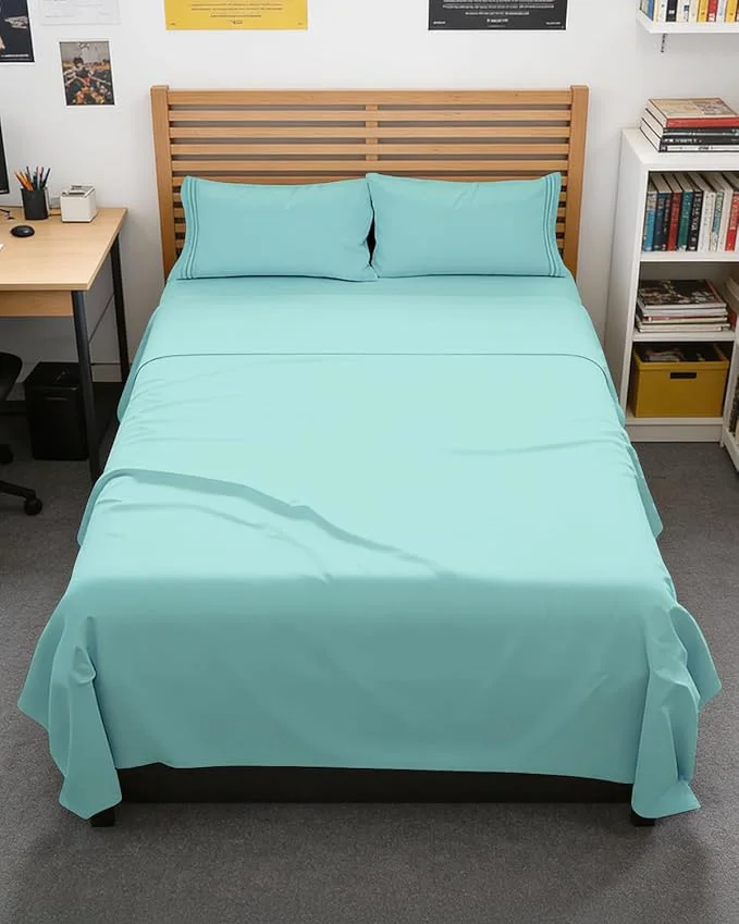 High-Grade Full XL Bed Sheet – 4 Piece Full XL Bed Sheets Set – Soft Breathable amp Cooling – Hotel Luxury Bedding for Women Men Kids Teens Boys amp Girls – Deep Pockets Comfy Fade amp Wrinkle – Spa Blue Next-Generation