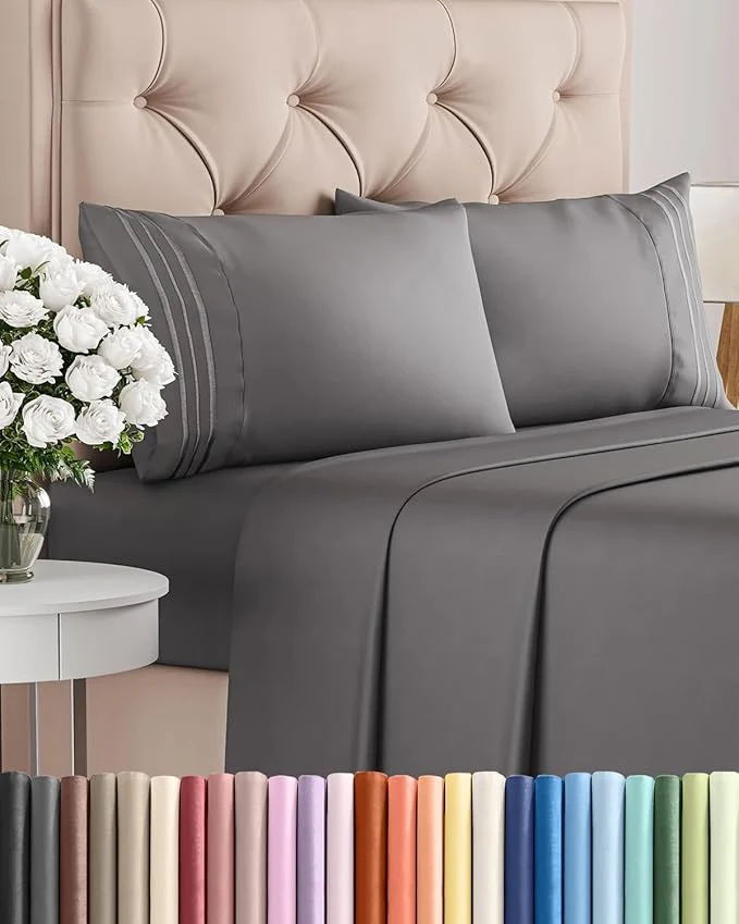 Trusted Full Size 4 Piece Sheet Set – Comfy Breathable amp Cooling Bed Sheets Set – Hotel Luxury Bedding for Women Men Kids Teens Boys amp Girls – Deep Pockets Ultra-Soft Wrinkle – Oeko-Tex – Dark Grey Smooth