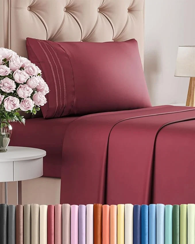 Fast Twin Size 3 Piece Sheet Set – Comfy Breathable amp Cooling Bed Sheets Set – Hotel Luxury Bedding for Women Men Kids Teens Boys amp Girls – Deep Pockets Ultra-Soft Wrinkle – Oeko-Tex – Burgundy Green
