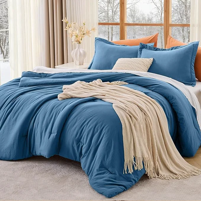 Recyclable MUXHOMO Full Comforter Sets All Season Ultra Soft Down Bedding – 3 Piece Lightweight Bed Set Includes 1 Comforter 82 quot x86 quot and 2 Pillow Shams 20 quot x26 quot Teal High-End