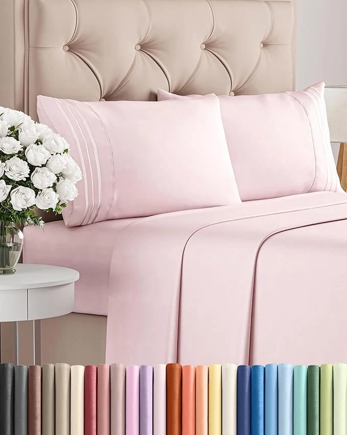 Natural Queen Size 4 Piece Sheet Set – Comfy Breathable amp Cooling Bed Sheets Set – Hotel Luxury Bedding for Women Men Kids Teens Boys amp Girls – Deep Pockets Soft Wrinkle – Oeko-Tex – Lavender Pink Exclusive
