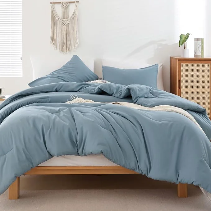 Superior ROSGONIA Oversized King Comforter Dusty Blue 3pcs 1 Boho Comforter amp 2 Pillowcases Lightweight Oversized King Size Comforter Sets Bedding Blanket Quality