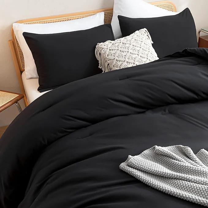 Original Design ROSGONIA Oversized Queen Comforter Black 3pcs 1 Comforter amp 2 Pillowcases Lightweight Oversized Queen Comforter Sets Bedding Blanket Quilts Breathable