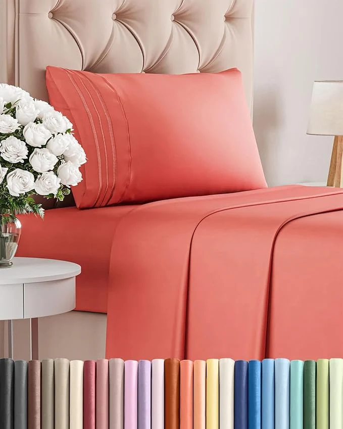 Exceptional Twin Size 3 Piece Sheet Set – Comfy Breathable amp Cooling Bed Sheets Set – Hotel Luxury Bedding for Women Men Kids Teens Boys amp Girls – Deep Pockets Ultra-Soft and Wrinkle – Oeko-Tex – Coral Verified
