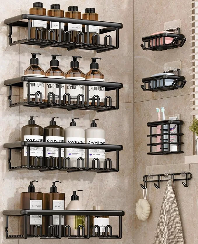 Advanced 8 Pack Adhesive Rustproof Shower Shelves High-Performance