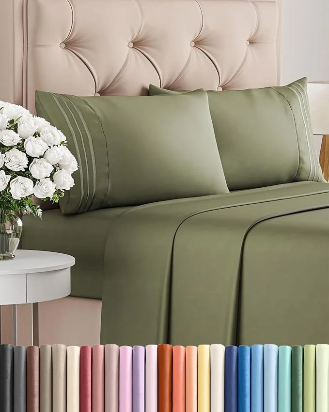 Relaxed Full Size 4 Piece Sheet Set – Comfy Breathable amp Cooling Bed Sheets Set – Hotel Luxury Bedding for Women Men Kids Teens Boys amp Girls – Deep Pockets Soft and Wrinkle – Oeko-Tex – Sage Green Long-Lasting
