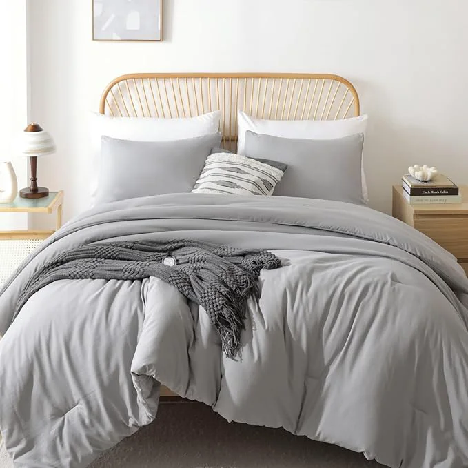 Verified ROSGONIA Twin Comforter amp Pillowcase Set Lightweight Grey Bedding for College Girls amp Boys Reusable