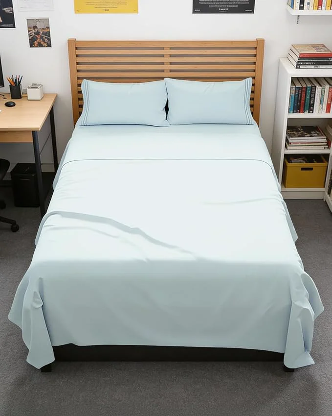 Comfortable Full XL Bed Sheet – 4 Piece Full XL Bed Sheets Set – Soft Breathable amp Cooling – Hotel Luxury Bedding for Women Men Kids Teens Boys amp Girls – Deep Pockets Comfy Fade amp Wrinkle – Ice Blue Reliable