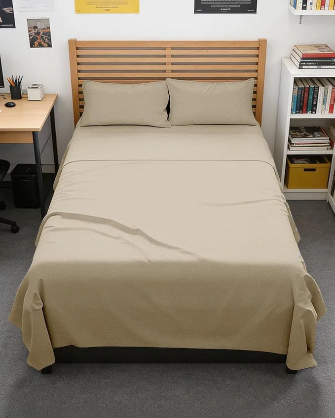 Smooth Full XL Bed Sheet – 4 Piece Full XL Bed Sheets Set – Soft Breathable amp Cooling – Hotel Luxury Bedding for Women Men Kids Teens Boys amp Girls – Deep Pockets Fade amp Wrinkle – Heathered Beige Modern