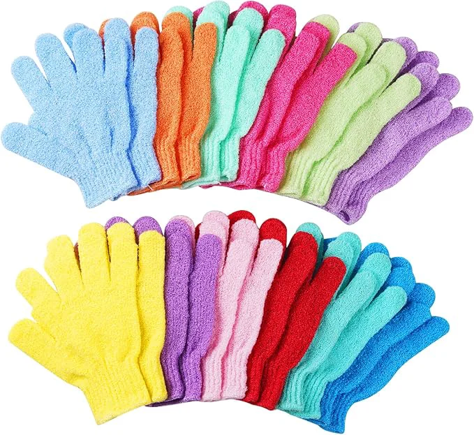 Advanced 24 pcs Exfoliating Shower Gloves Double Sided Exfoliating Bath Gloves Deep Carefully Designed