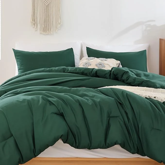 Clean ROSGONIA Comforter Full Size for Girls Boys Teen 3pcs 1 Dark Emerald Green Comforter amp 2 Pillowcases Soft Kids Comforter Sets All Season Dorm Bedding Secure