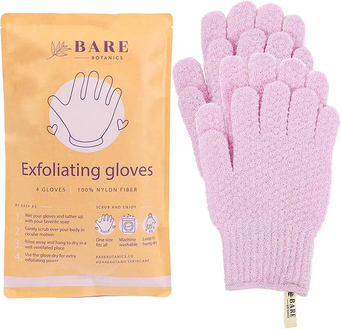 Refined Bare Botanics 4 Pack Lavender Exfoliating Shower Gloves Excellent