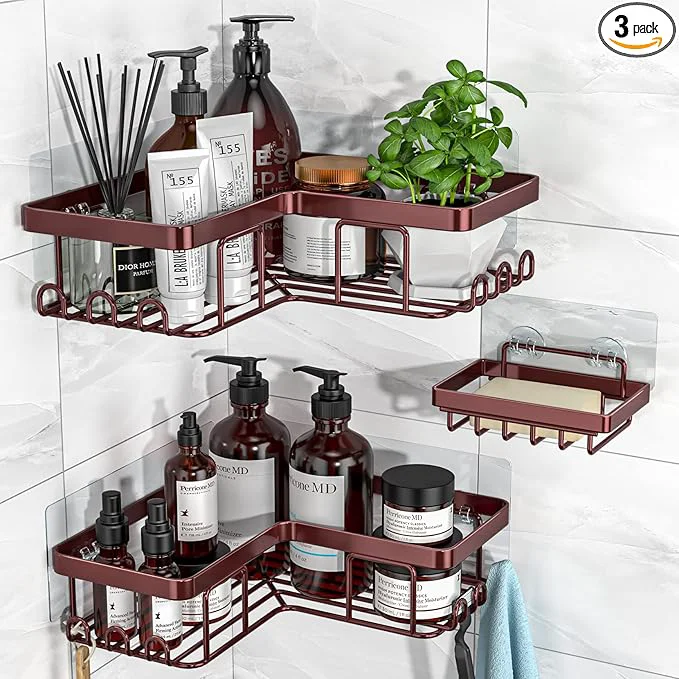 Easy-to-Use YASONIC Corner Shower Caddy Rustproof Stainless Steel No Drilling Wall Natural