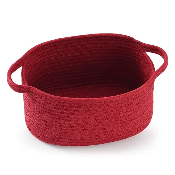 Eco-Friendly Happyiren Cute Burgundy Woven Gift Basket – Empty Burr Baskets Solid