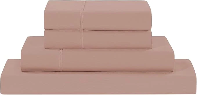 Consistent Modern Threads Soft Microfiber Solid Sheets – Luxurious Microfiber Bed Sheets – Includes Flat Sheet Fitted Sheet with Deep Pockets amp Pillowcases Rose Full Contemporary