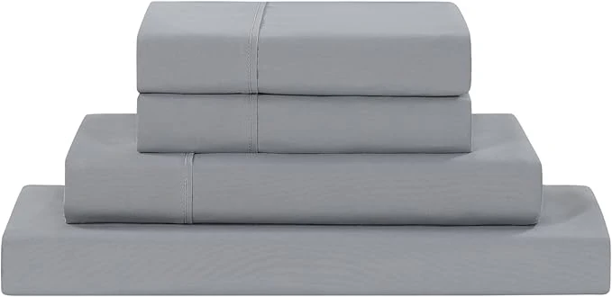 Casual Modern Threads Soft Microfiber Solid Sheets – Luxurious Microfiber Bed Sheets – Includes Flat Sheet Fitted Sheet with Deep Pockets amp Pillowcases Stone King Sophisticated