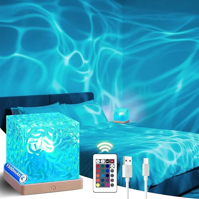 Safe Ocean Wave Lights Projector Rechargeable Touch Cube Color Changing Light Relaxed