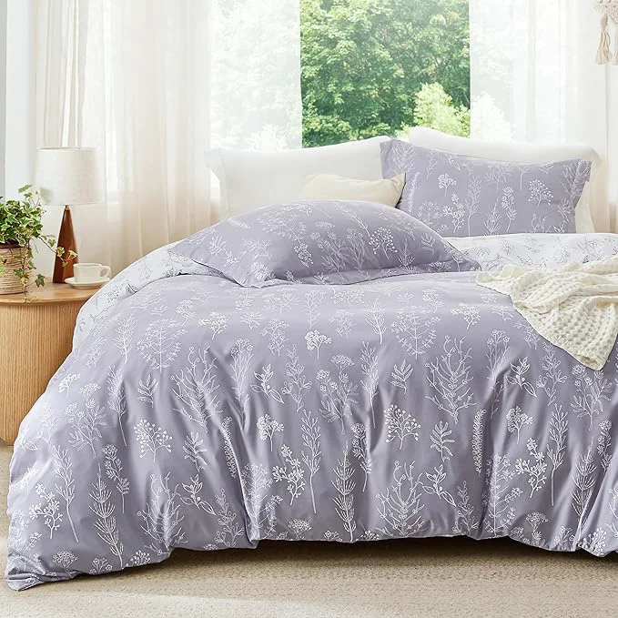 Elegant Bedsure Full Comforter Set – Lavender Bed Set 3 Pieces Cute Floral Bedding 1 Soft Reversible Botanical Flowers Comforter and 2 Pillow Shams Superior