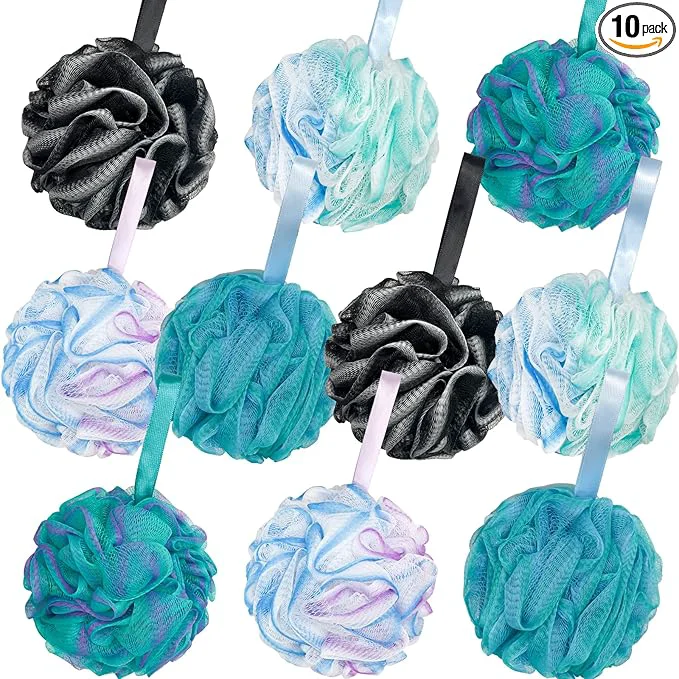 Easy-to-Use 10 Pack Bath Sponge Shower Loofahs 40g Mesh Pouf Bath Scrunchies Body Wash Puff Verified