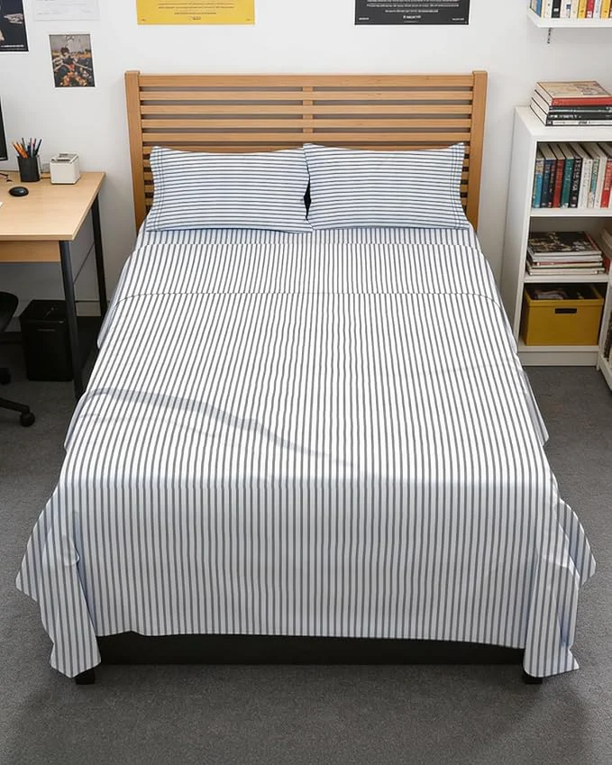 Crafted Full XL Bed Sheet – 4 Piece Full XL Bed Sheets Set – Soft Breathable amp Cooling – Hotel Luxury Bedding for Women Men Kids Teens Boys amp Girls – Deep Pockets Fade and Wrinkle – Grey Stripes Long-Lasting