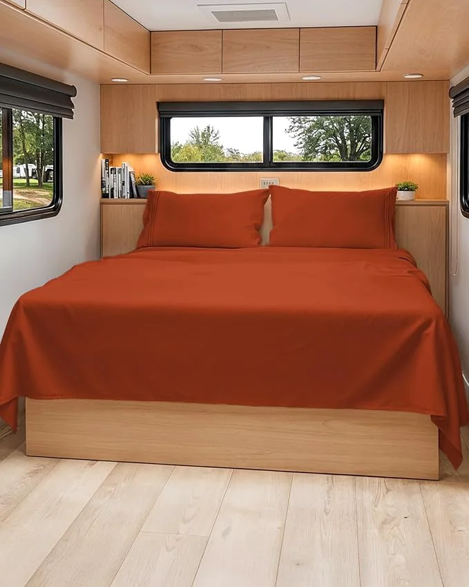 Official Short Queen Size 4 Piece Sheet Set – RV Short Queen Soft Breathable amp Cooling Bed Sheets Set w Deep Pockets – Hotel Luxury Bedding for Women Men Kids Teens Boys amp Girls – Oeko-Tex – Terracotta Premium Material
