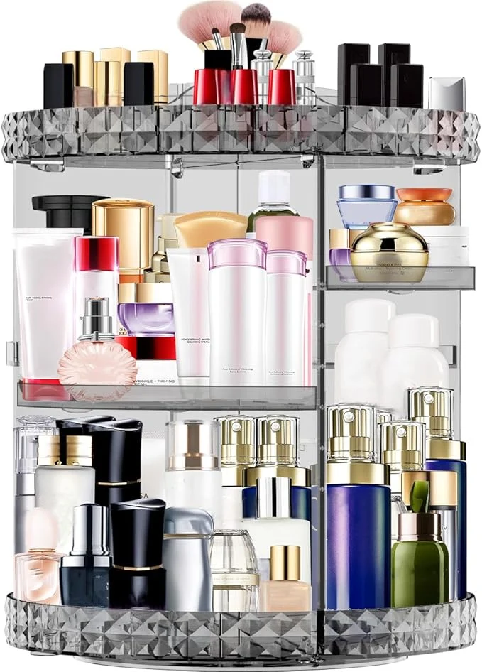 Professional Makeup Organizer 360 Degree Rotating 7 Adjustable Layers Large Capacity Clean