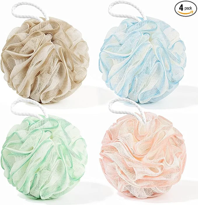 Natural Yolaist Loofah Sponge 4 Pack Exfoliating Body Scrubber Premium Material