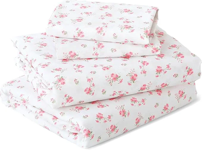 Smart MUXHOMO Queen Size 4 Piece Sheet Set Soft Breathable Bed Sheet Set for Bedroom with Deep Pocket Up to 16 quot Wrinkle- amp Cooling Bedding for Oeko-TEX – Blossoms Pink Authentic