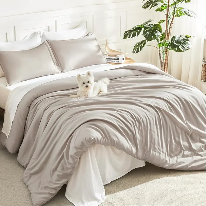 Versatile Litanika Comforters Super King Size Deep Linen Grey 3 Pieces Lightweight Solid Bedding Set amp Collections All Season Fluffy Bed Set 120x120In Comforter amp 2 Pillowcases Fast