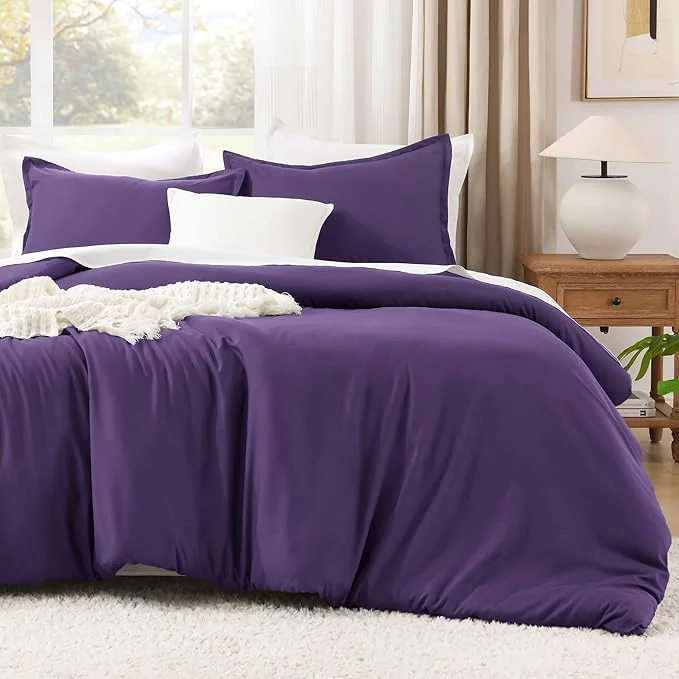 Trendy Litanika Purple Comforter Set Twin Twin XL Size 2 Pieces Lightweight Solid Bedding Comforter Set All Season Fluffy Bed Set 66x90In Comforter amp 1 Pillowcase Secure