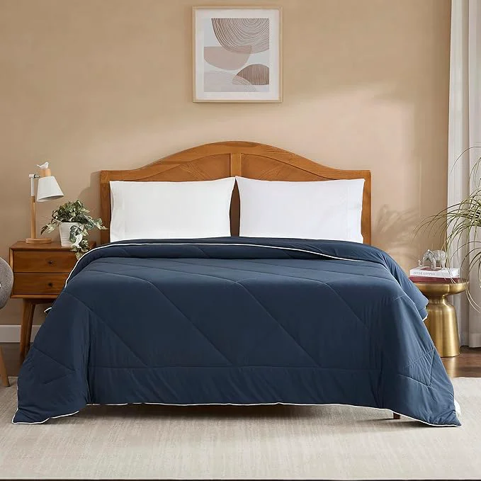 Minimalist Oversized Cooling Comforter Twin Twin XL – Reversible Diamond-Quilted Comforter for College Dorms – Lightweight Breathable Bed Blanket for Hot Sleepers Night Sweats amp College Students Navy Blue Clean