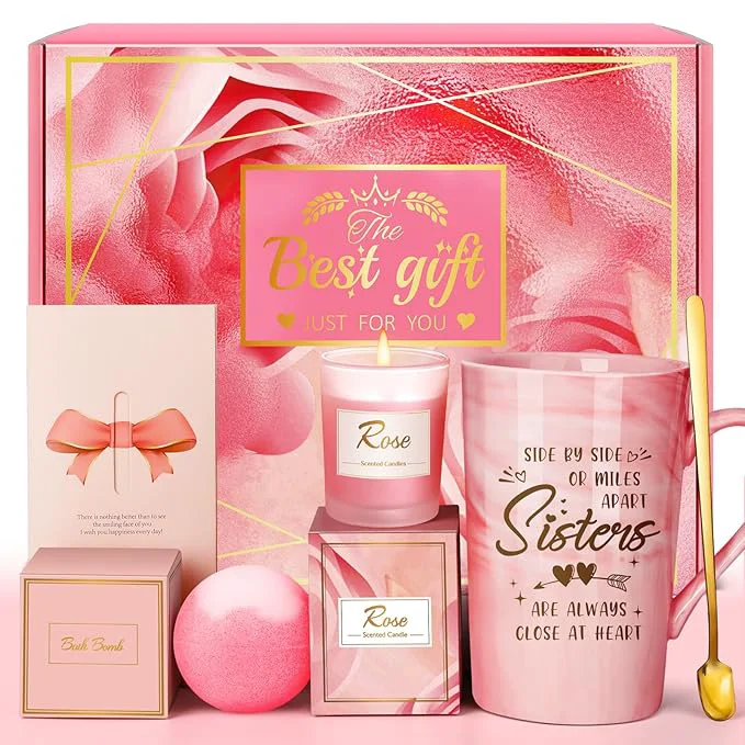 Next-Generation Mothers Day Gifts for Sister Eletorot Unique Pink Spa Relaxation Baskets Set Powerful