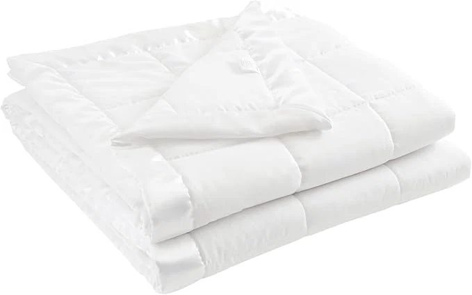 Pure Madison Park Windom Down Blanket Premium 3M Scotchgard Moisture Wicking Treatment Lightweight and Soft Bed Cover For All Season Satin Trim White Twin Exclusive