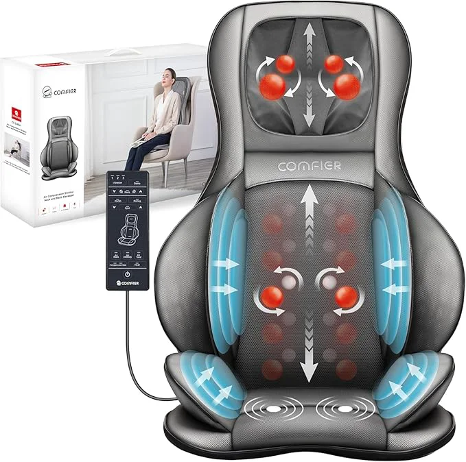 Enhanced COMFIER Massager Chair with Heat Shiatsu Neck Back Massager Portable with High-Grade