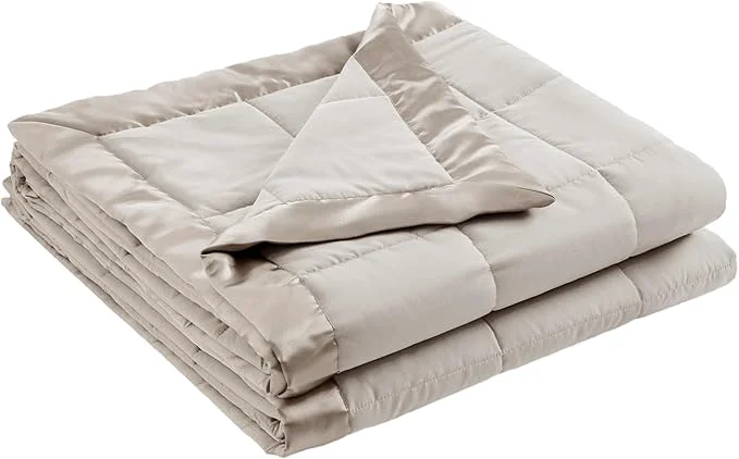 Fine Crafted Madison Park Windom Down Blanket Premium 3M Scotchgard Moisture Wicking Treatment Lightweight and Soft Bed Cover For All Season Satin Trim Grey Twin Luxury