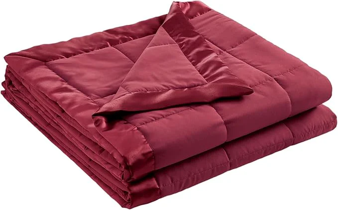 Minimalist Madison Park Windom Down Blanket Premium 3M Scotchgard Moisture Wicking Treatment Lightweight and Soft Bed Cover For All Season Twin Satin Trim Burgundy Specialty