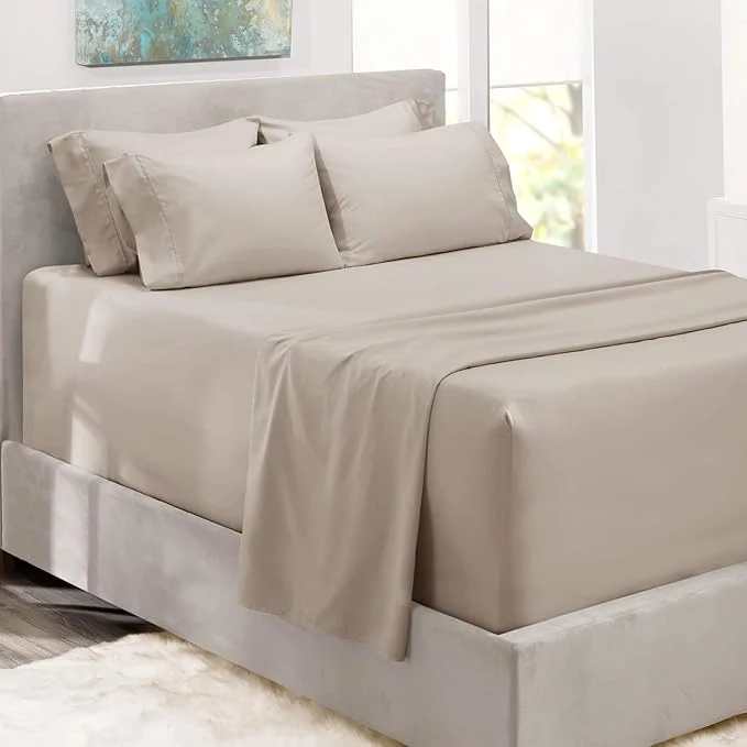 User-Friendly Hearth amp Harbor Bed Sheets Luxury Soft 6 Piece Bed Sheet Set Extra Deep Pocket Fitted Sheets Fits Mattress up to 21 quot Double Brushed Bedding Sheets amp Pillowcases Twin XL Natrual Linen Eco-Friendly