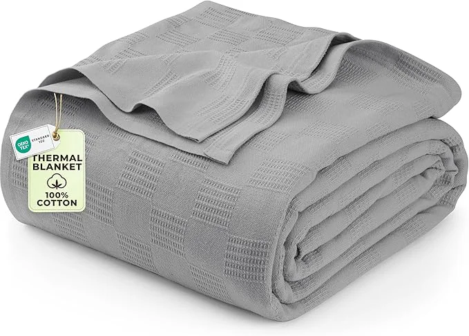 Specialty Utopia Bedding Cool Grey Cotton Blanket Twin Size – 90×72 Inch Lightweight Soft and Breathable Thermal Blanket for All Seasons Smooth