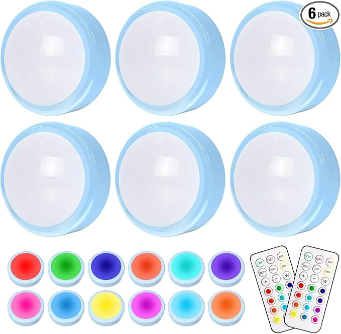 Modern HELPLEX LED Puck Lights with Remote 6 Pack Color Changing RGBW Stick-On Light Dependable