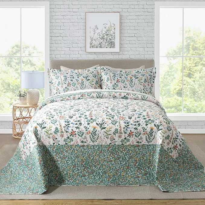 High-End Travan 3-Piece Floral Quilt Super King Quilt Bedding Set Ultra Soft amp Fade Resistant Super King Size Quilt Set with 1 Quilt Set and 2 Shams Purple Quilt for All Season Exquisite Super King Long-Lasting