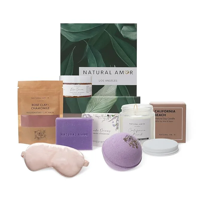 Expertly Made Natural Amor Handmade Bath Body Gift Set Includes Soap Bar Bath Bomb Fashionable