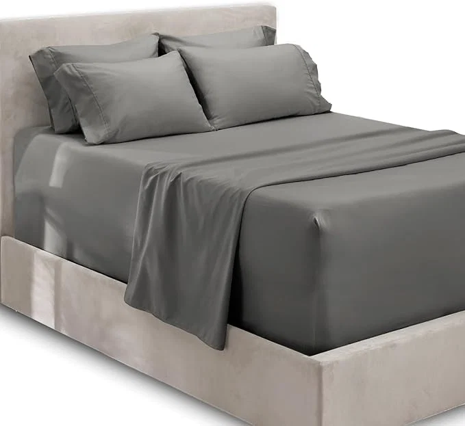 Versatile Hearth amp Harbor Extra Deep Pocket Sheets – Fits Mattress 18-24 Inches Deep – Extra Deep Pocket Twin Sheets Sets – 4 Piece Twin Size – Gray Consistent
