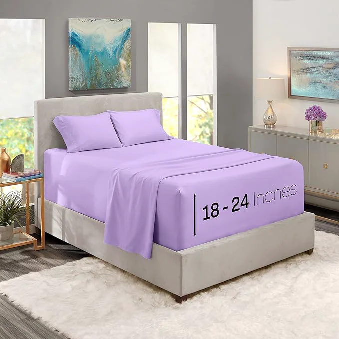 First-Class Nestl Bed Linen Set 4 Piece King Size Sheets Deep Pocket Lavender Microfiber Convenient